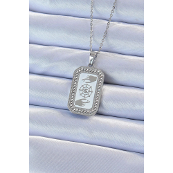 Mey İthalat® 316L Çelik Zincir Gümüş Renk Mineli Zirkon Taşlı Göz Figür Tarot Kolye