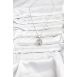 Mey İthalat® 316L Çelik Zincir Gümüş Renk Plaka Model Zirkon Taşlı Kadın Kolye