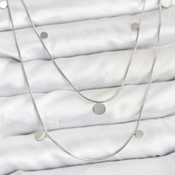 Mey İthalat® 316L Çelik Zincir Gümüş Renk Pullu Kadın Kolye