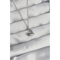 Mey İthalat® 316L Çelik Zincir Gümüş Renk Renkli Zirkon Taşlı Kalp Kolye