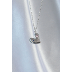 Mey İthalat® 316L Çelik Zincir Gümüş Renk Renkli Zirkon Taşlı Kalp Kolye