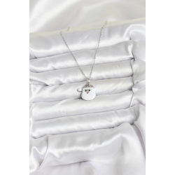 Mey İthalat® 316L Çelik Zincir Gümüş Renk Şapkalı Kardan Adam Kafası Model Yılbaşı Temalı Kadın Kolye