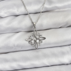 Mey İthalat® 316L Çelik Zincir Gümüş Renk Sonsuzluk Model Zirkon Taşlı Kadın Kolye