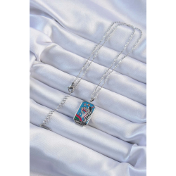 Mey İthalat® 316L Çelik Zincir Gümüş Renk Taç ve Kız Figürlü Renkli Mineli Tarot Kolye