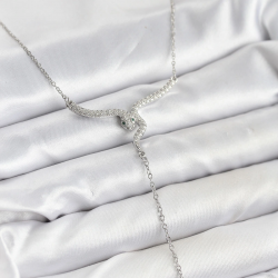 Mey İthalat® 316L Çelik Zincir Gümüş Renk Yılan Model Y Kolye