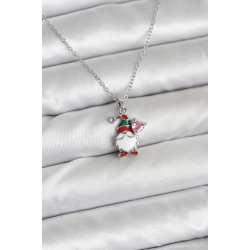 Mey İthalat® 316L Çelik Zincir Gümüş Renk Yılbaşı Teması Kadın Kolye