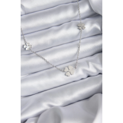 Mey İthalat® 316L Çelik Zincir Gümüş Renk Yonca Model Kadın Kolye