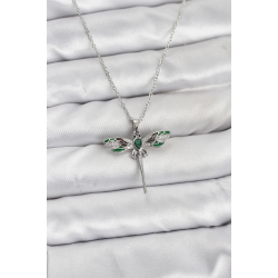 Mey İthalat® 316L Çelik Zincir Gümüş Renk Yusufçuk Model Zirkon Taşlı Kadın Kolye