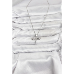 Mey İthalat® 316L Çelik Zincir Gümüş Renk Yusufçuk Model Zirkon Taşlı Kadın Kolye