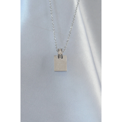 Mey İthalat® 316L Çelik Zincir Gümüş Renk Zirkon Taşlı Aşk Mektubu Kolye