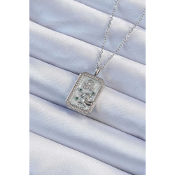 Mey İthalat® 316L Çelik Zincir Gümüş Renk Zirkon Taşlı Aslan Figürlü Tarot Kolye