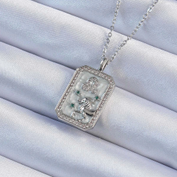 Mey İthalat® 316L Çelik Zincir Gümüş Renk Zirkon Taşlı Aslan Figürlü Tarot Kolye