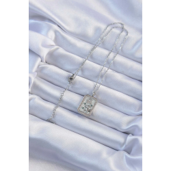 Mey İthalat® 316L Çelik Zincir Gümüş Renk Zirkon Taşlı Aslan Figürlü Tarot Kolye