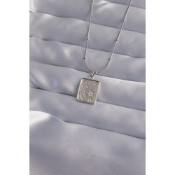 Mey İthalat® 316L Çelik Zincir Gümüş Renk Zirkon Taşlı Ay Yıldız Figürlü Tarot Kolye