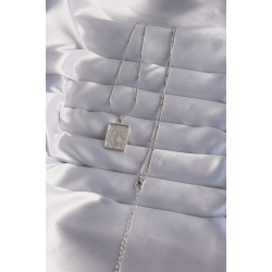 Mey İthalat® 316L Çelik Zincir Gümüş Renk Zirkon Taşlı Ay Yıldız Figürlü Tarot Kolye