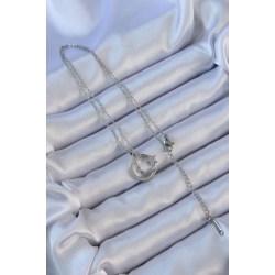 Mey İthalat® 316L Çelik Zincir Gümüş Renk Zirkon Taşlı Ay Yıldız Simgeli Atatürk Kolye