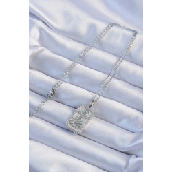 Mey İthalat® 316L Çelik Zincir Gümüş Renk Zirkon Taşlı Çerçeveli Tarot Kolye