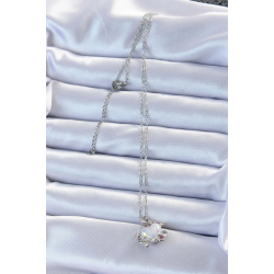 Mey İthalat® 316L Çelik Zincir Gümüş Renk Zirkon Taşlı Gezegen Görünümlü Kalp Kolye