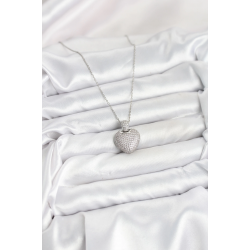 Mey İthalat® 316L Çelik Zincir Gümüş Renk Zirkon Taşlı Kalpli Kadın Kolye