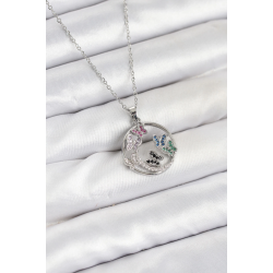 Mey İthalat® 316L Çelik Zincir Gümüş Renk Zirkon Taşlı Kelebekli Kadın Kolye