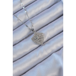 Mey İthalat® 316L Çelik Zincir Gümüş Renk Zirkon Taşlı Kutup Yıldızı Kolye