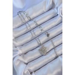 Mey İthalat® 316L Çelik Zincir Gümüş Renk Zirkon Taşlı Kutup Yıldızı Kolye