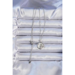 Mey İthalat® 316L Çelik Zincir Gümüş Renk Zirkon Taşlı Mineli Melek Kolye