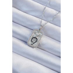 Mey İthalat® 316L Çelik Zincir Gümüş Renk Zirkon Taşlı Minimal Papatya Figürlü Tarot Kolye