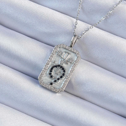 Mey İthalat® 316L Çelik Zincir Gümüş Renk Zirkon Taşlı Minimal Papatya Figürlü Tarot Kolye