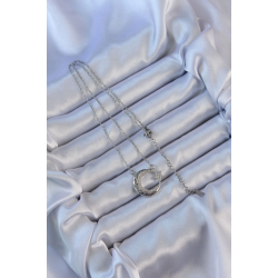 Mey İthalat® 316L Çelik Zincir Gümüş Renk Zirkon Taşlı Motifli Ay Yıldız Kolye