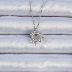 Mey İthalat® 316L Çelik Zincir Gümüş Renk Zirkon Taşlı Parlayan Yıldız Kolye