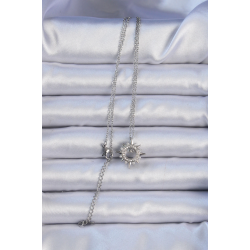 Mey İthalat® 316L Çelik Zincir Gümüş Renk Zirkon Taşlı Parlayan Yıldız Kolye