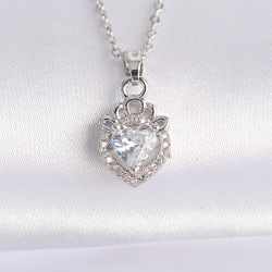 Mey İthalat® 316L Çelik Zincir Gümüş Renk Zirkon Taşlı Rapunzel Kolye