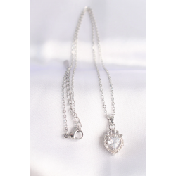 Mey İthalat® 316L Çelik Zincir Gümüş Renk Zirkon Taşlı Rapunzel Kolye