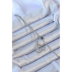 Mey İthalat® 316L Çelik Zincir Gümüş Renk Zirkon Taşlı Yüzüklü Kalp Kolye