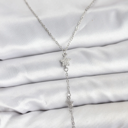 Mey İthalat® 316L Çelik Zincir Gümüş Renkli Yıldız Model Kadın Y Kolye