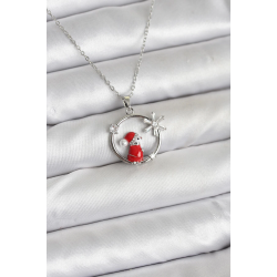 Mey İthalat® 316L Çelik Zincir Gümüş Zirkon Taşlı Yılbaşı Tema Kadın Kolye