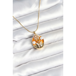 Mey İthalat® 316L Çelik Zincir Kelebek Model Sanatsal Portre Kadın Kolye