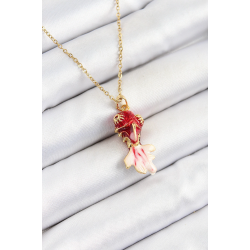 Mey İthalat® 316L Çelik Zincir Kırmızı Balık Model Gold Renk Kadın Kolye