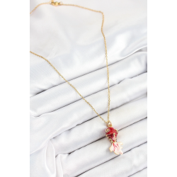 Mey İthalat® 316L Çelik Zincir Kırmızı Balık Model Gold Renk Kadın Kolye