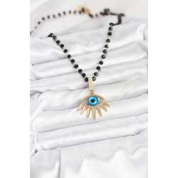 Mey İthalat® 316L Çelik Zincir Kristal Boncuklu Göz Model Kadın Kolye