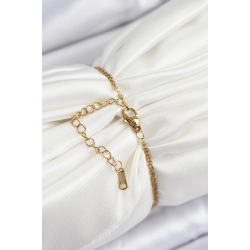 Mey İthalat® 316L Çelik Zincir Mor Mineli Sanatsal Portre İnci Detaylı Çiçek Model Gold Renk Kadın Bileklik