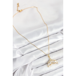 Mey İthalat® 316L Çelik Zirkon Taşlı Balık Kuyruğu Model Gold Renk Kadın Kolye