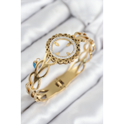 Mey İthalat® 316L Çelik Zirkon Taşlı Çeyrek Takılabilir Gold Renk Kelepçe