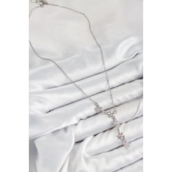 Mey İthalat® 316L Çelik Zirkon Taşlı Çiçek Model Gümüş Renk Kadın Kolye