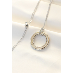 Mey İthalat® 316L Çelik Zirkon Taşlı Çift Renkli Tifany Kolye