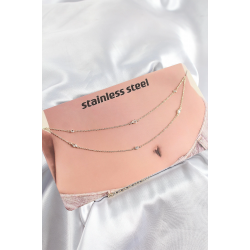 Mey İthalat® 316L Çelik Zirkon Taşlı Damla Model Gold Renk Göbek Bel Zinciri