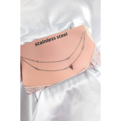 Mey İthalat® 316L Çelik Zirkon Taşlı Damla Model Gümüş Renk Göbek Bel Zinciri