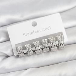 Mey İthalat® 316L Çelik Zirkon Taşlı Gümüş Renk Halka Küpe Seti