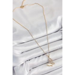 Mey İthalat® 316L Çelik Zirkon Taşlı Kelebek Model Gold Renk Kadın Kolye
